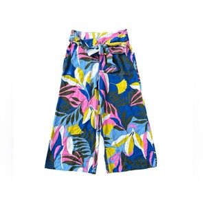 Boden Tropical Wide Leg Palazzo Capri Pant tie waist cropped wide leg size 6